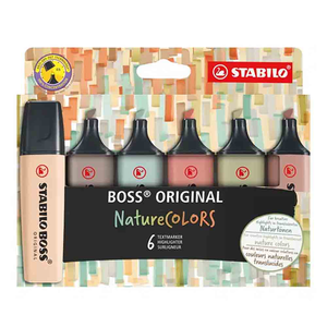 STABILO 德國 思筆樂 BOSS ORIGINAL NatureCOLORS 波士低飽和色經典螢光筆 6色組 /盒 ST70/6-2-2