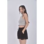 (L) torso高腰荷葉邊黑色短褲二手衣, , large