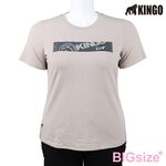 KINGO-大尺碼-女款 圓領T恤-灰卡其-414114, , large