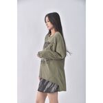(XL) slate studios韓牌棉質圓領綠色長袖上衣二手衣, , large
