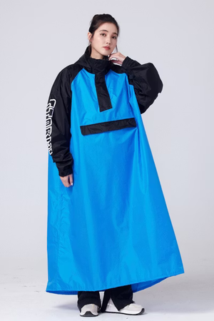 Adult Pullover Raincoat 2XL Light Blue &ndash; Stormproof, Helmet-On Quick Wear