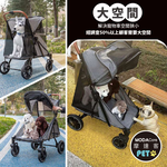 摩達客-高齡照護型貓狗適用GV03前後雙門大空間可折疊低底盤寵物推車/黑色款/55KG以下猫狗適用, , large