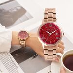 Relax Time RT-111 生命之花 花窗格紋時尚女錶 手錶 紅x玫瑰金 RT-111-5, , large