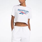 Reebok Ri Bl Crop Tee 女 短袖 上衣 短版T恤 運動 休閒 舒適 白 藍 [100037592], , large