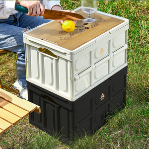 【AOTTO】定製提籃式露營折疊收納箱-黑色(AL-2201BK)