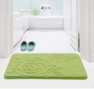 Rose embossed coral fleece memory foam anti-slip floor mat 40x60 cm