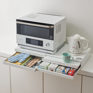 【adachi】Japan-Made Kitchen Appliance Multi-Functional Storage Double-Drawer Worktable 80cm (Extendable Kitchen Workspace)