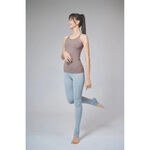 YOGA FLOW Barbie Tank - 細肩帶側邊簍空長版上衣 - 茶褐 Bark, , large