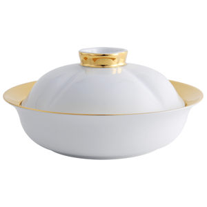 LEGLE - Auspicious Round Soup Bowl with Lid - Gold Edge
