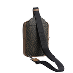 FENDI Diagonal 對角設計帆布及皮革胸口包/腰包/棕色, , large