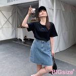 大尺碼-印花 圓領T恤-黑-0101147, 01黑, large