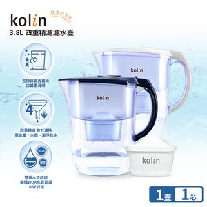 Kolin 歌林 3.8L四重精濾濾水壺(內含四重濾芯/適用Brita)