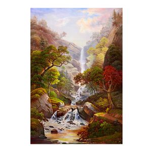 【御畫房】高山飛瀑 國家一級畫師手繪油畫60×90cm(VF-104)