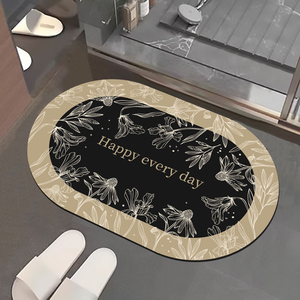 Nano suede soft diatomaceous earth water-absorbent anti-slip floor mat