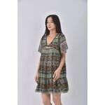 (S) jeanasis質感V領綠色洋裝二手衣, , large