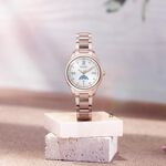 CITIZEN 星辰 XC 鈦 日月顯示光動能電波女錶 EE1004-57A, , large