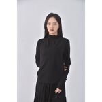 (M) fashion magic質感棉質高領黑色長袖上衣二手衣, , large