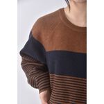 (2XL) xy studio針織條紋棕色長袖上衣二手衣, , large