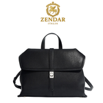 【ZENDAR】限量1折 頂級小牛皮手提包肩背包 愛莉莎系列 全新專櫃展示品(黑色), , large