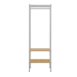 【Y HOUSE】60x30x180cm Pine Wood Three-Layer Double Rod Wardrobe with Wheels - White, , large