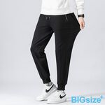 大尺碼-加絨 束口 休閒長褲-黑/灰-0204190, , large