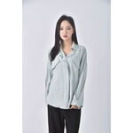 (XL) blue shop韓牌落肩綠色襯衫上衣二手衣, , large