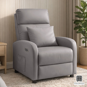 【Hampton 漢汀堡】丹尼爾電動躺椅-卡其灰(含腰枕)