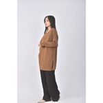 (M) white cherry質感假兩件棕色長袖上衣二手衣, , large