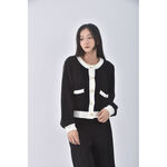 (S) majestic legon質感圓領黑色長袖上衣二手衣, , large