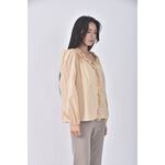 (S) the line韓牌質感棉質杏色長袖上衣二手衣, , large