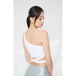 YOGA FLOW Skylar Bra - 單肩交叉鏤空短版上衣 - 雪花白 White, , large