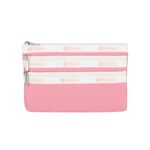 Lesportsac 3-zip Cosmetic 三層拉鍊化妝包 -滾邊花漾粉, , large