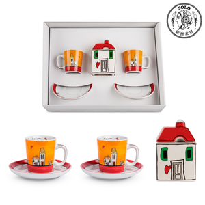 【SOLO Vintage】EGAN Italian Pottery Coffee Mug Sugar Box Set European City Series Red 100ml