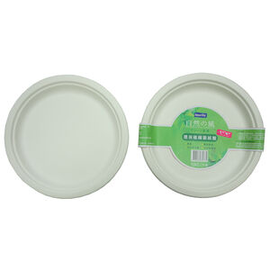 【免洗餐具】自然風環保植纖圓紙盤10吋