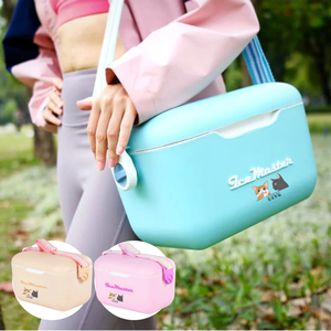 【A&R】吾家有貓之馬卡色系戶外手提保溫 保冷箱附肩帶 13L - 藍色