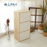 【LiFArt】MIT日系簡約三層附門收納櫃-小雛菊白門款, , large