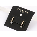 COACH C Logo 及玻璃珍珠條狀水鑽耳環/金色, , large
