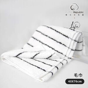 CR LIFE 極簡直紋吸水純棉毛巾-初雪白40x76cm