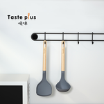 【Taste Plus】悅味 德國櫸木柄 矽膠鏟+矽膠杓 矽膠包不鏽鋼 不易變形(不沾鍋專用)-2件組, , large