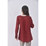 (S) 南島風質感跳色領口紅色長袖上衣二手衣, , large