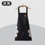【JAR嚴選】家用防水防油可擦手圍裙-黑色彩虹, , large