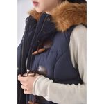 (S) lativ棉質羽絨連帽背心藍色外套二手衣, , large