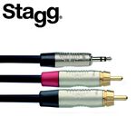 STAGG NYC3/MPS2CMR 3M Y型音源線 3.5mm 立體聲公頭 對 雙RCA公頭【敦煌樂器】, , large