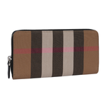 BURBERRY 大格紋帆布ㄇ形拉鍊長夾/灰褐色/棕色, , large