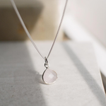 Simple Rose Quartz Sterling Silver Necklace, , large