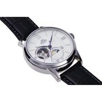 ORIENT 東方錶 Sun & Moon 系列 小鏤空日月相機械錶-銀x黑/42mm RA-AS0011S, , large