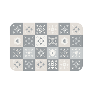 【Monster】 Soft Diatomaceous Earth Absorbent Mat – Floral Seal Series (60x40cm) –Gray & White Overture