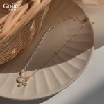【Gulicc】古莉可 輕奢 珍珠蝴蝶 鑲鑽氣質 鎖骨鍊, , large