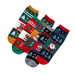 [Kaimei Cotton] MIT Made in Taiwan Pure Cotton Cute Christmas Socks Christmas Socks Christmas Gifts Five Pairs Randomly Excellent, , large