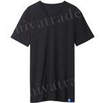 【日本郡是Gunze】日本製 COOLMAGIC 男士機能涼感 V領 短袖 內衣 T-shirt-黑色-M, , large